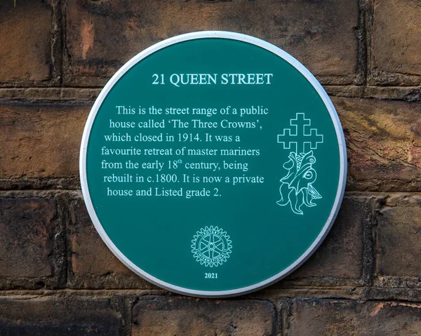 Norfolk April 7Th 2022 Plaque Exterior Historic Queen Street Town — Foto de Stock