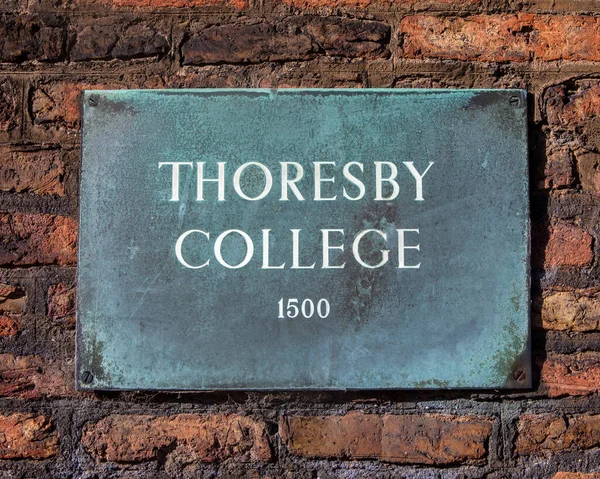 Une Plaque Thoresby College Sur Historique Queen Street Kings Lynn — Photo