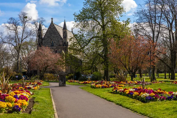 Een Prachtig Uitzicht Vanaf James Park Kijkend Naar Johns Kerk — Stockfoto