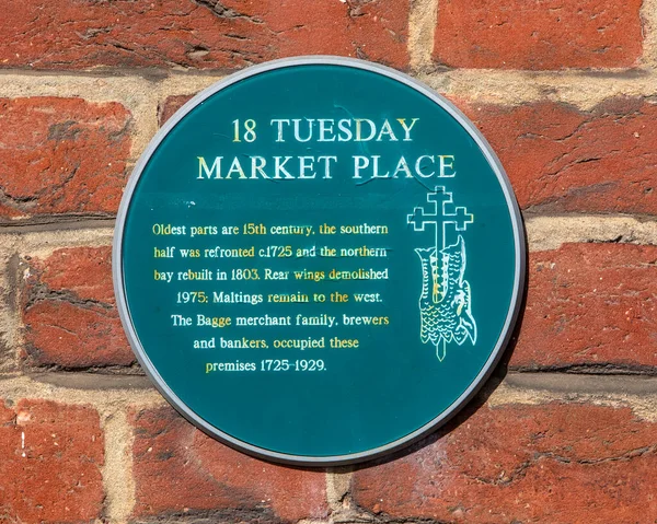 Norfolk April 8Th 2022 Plaque Located Tuesday Market Place Kings — Stockfoto
