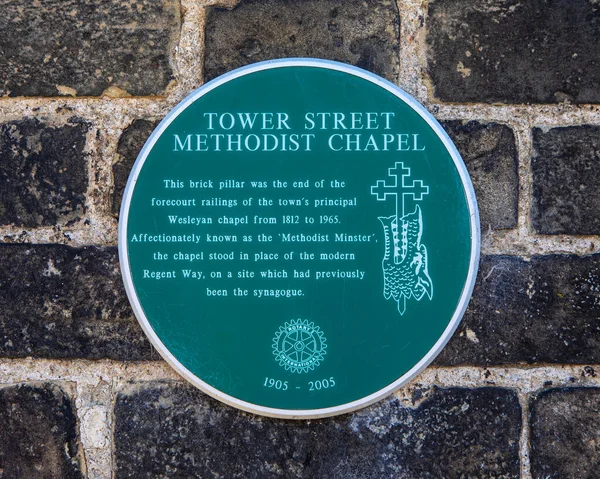 Plaque Located Site Tower Street Methodist Chapel Once Stood Kings — Fotografia de Stock