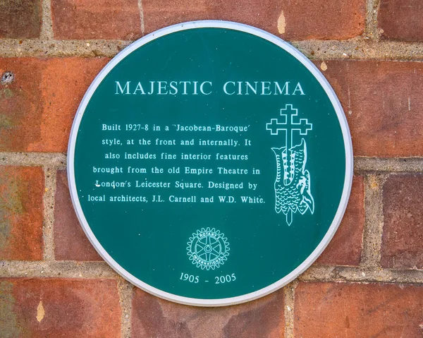 Norfolk April 8Th 2022 Plaque Located Exterior Majestic Cinema Kings — Stock Photo, Image