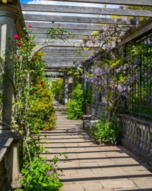 Hampstead, Londra, İngiltere 'deki Pergola ve Hill Garden' da güzel bir manzara..