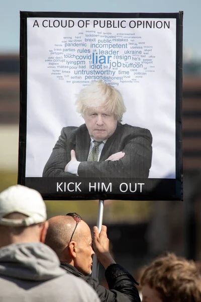 Лондон Велика Британія Квітня 2022 Протестуючий Проти Прем Міністра Бориса — стокове фото