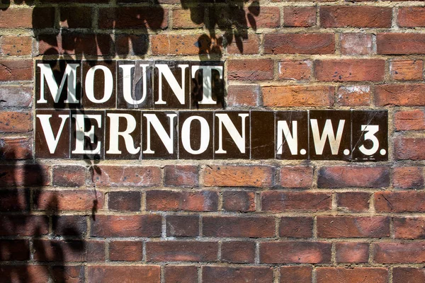 Señal Calle Vintage Mount Vernon Zona Hampstead Londres Reino Unido —  Fotos de Stock