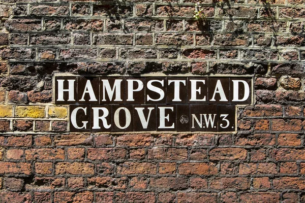 Close Sinal Rua Vintage Para Hampstead Grove Área Hampstead Londres — Fotografia de Stock