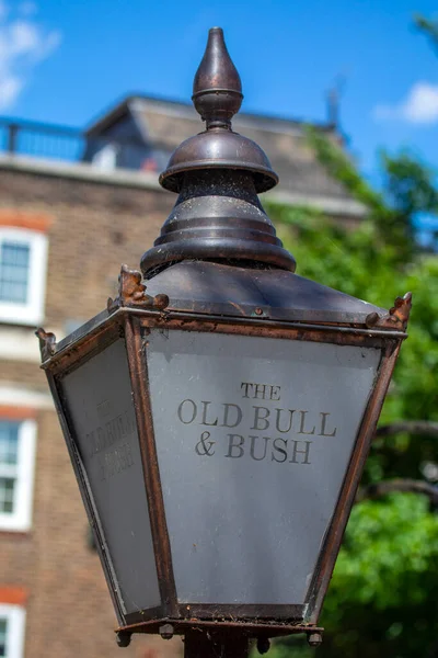 Lâmpada Rua Antiquada Casa Pública Old Bull Bush Hampstead Londres — Fotografia de Stock