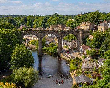Knaresborough Viaduct spanning over the River Nidd in the beautiful town of Knaresborough in North Yorkshire, UK.