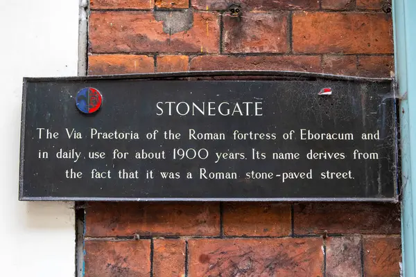 York June 6Th 2022 Information Plaque Detailing History Stonegate City — Stockfoto