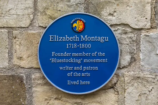 York Regno Unito Giugno 2022 Una Targa Dedicata Elizabeth Montagu — Foto Stock