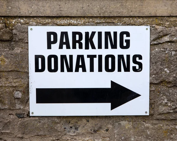 Close Parking Donations Sign Car Park Market Town Leyburn North — Photo
