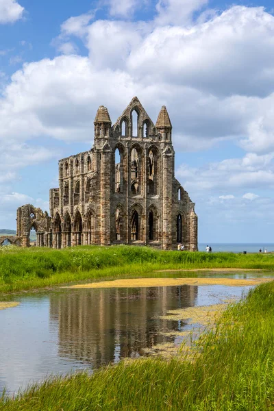 Ngiltere Nin Kuzey Yorkshire Kentindeki Whitby Kasabasındaki Tarihi Whitby Manastırı — Stok fotoğraf