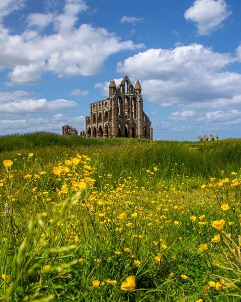 Över Den Historiska Whitby Kloster Staden Whitby North Yorkshire Storbritannien — Stockfoto