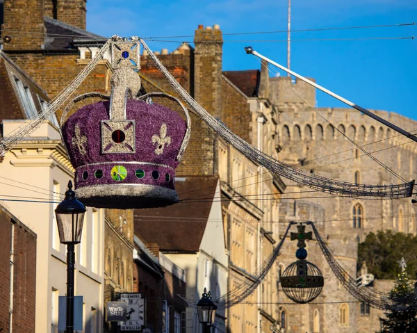 Windsor Reino Unido Novembro 2021 Uma Decoração Natal Coroa Real — Fotografia de Stock