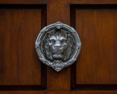 Güzel bir aslan kapı tokmağının yakın çekimi..