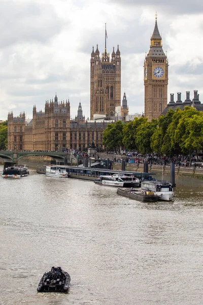 London Egyesült Királyság 2022 Szeptember Egy Rendőrségi Hajó Temze Folyón — Stock Fotó