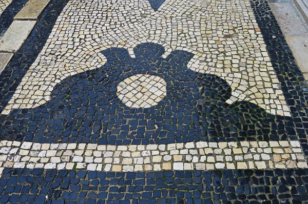 Mosaïque Pierre Portugaise Traditionnelle Calcade Avec Basalte Calcaire Sur Lisbonne — Photo