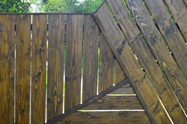 A fragment of a new wooden gate in the countryside