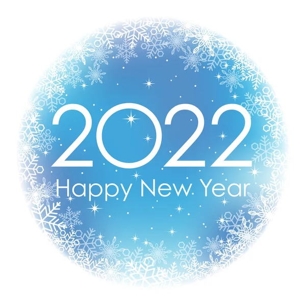 Ano 2022 Ano Novo Vetor Azul Rodada Saudação Símbolo Com —  Vetores de Stock