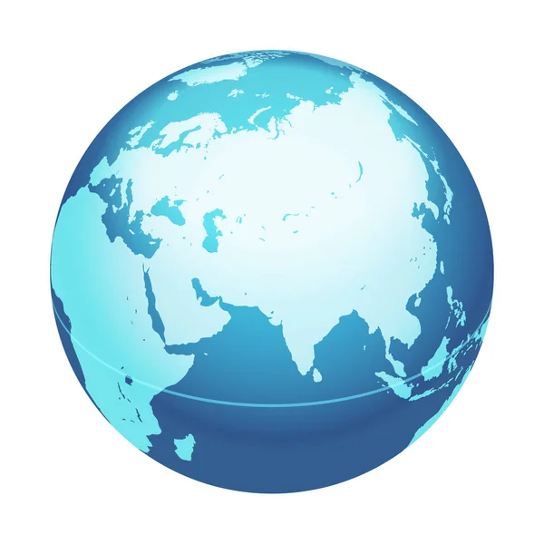 Vektorová Mapa Světa Indie Střední Východ Střední Asie Modrá Planeta — Stockový vektor