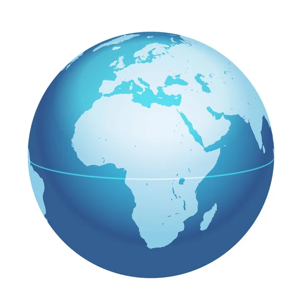 Vektorová Mapa Světa Afrika Středozemní Moře Arabský Poloostrov Modrá Planeta — Stockový vektor