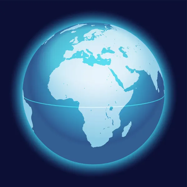 Vector World Globe Map África Mar Mediterráneo Península Arábiga Mapa — Vector de stock