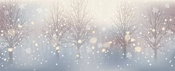Floresta Inverno Abstrato Sem Costura Com Belas Luzes Cintilantes Vector —  Vetores de Stock