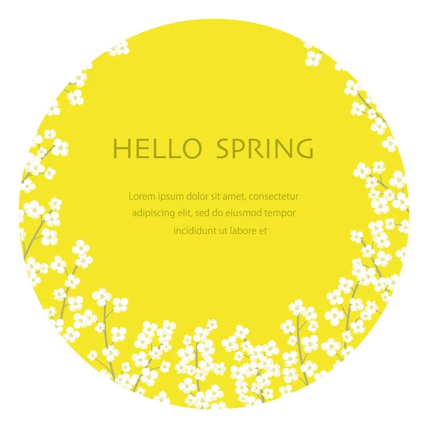 Vector Field Mustard Floral Background Illustration Text Space Isolated White — Vettoriale Stock