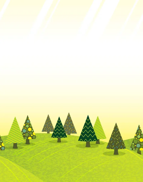 Vector Seamless Hilly Spring Forest Background Illustration Horizontally Repeatable — стоковый вектор