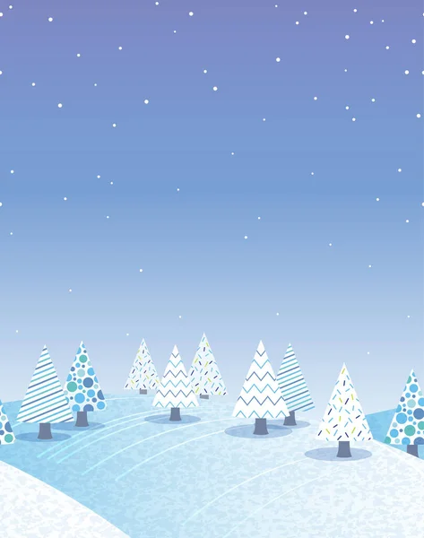 Vector Seamless Hilly Winter Forest Background Illustration Horizontally Repeatable — Stock vektor