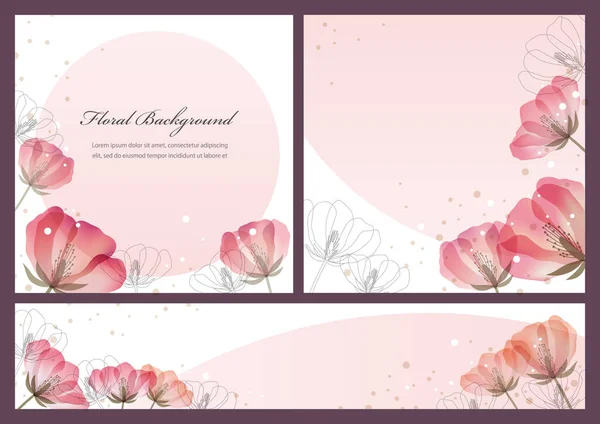 Conjunto Fondos Florales Vectoriales Con Espacio Texto Aislado Sobre Fondo — Vector de stock