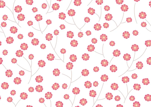 Padrão Floral Rosa Vetorial Horizontal Verticalmente Repetitivo Fundo Branco — Vetor de Stock