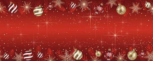 Zökkenőmentes Absztrakt Vektor Illusztráció Karácsonyi Golyókkal Világító Piros Háttér Szöveges — Stock Vector