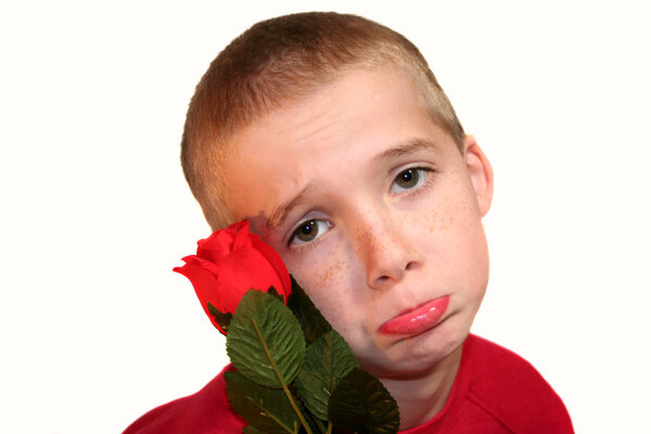 Sad Boy With Red Rose