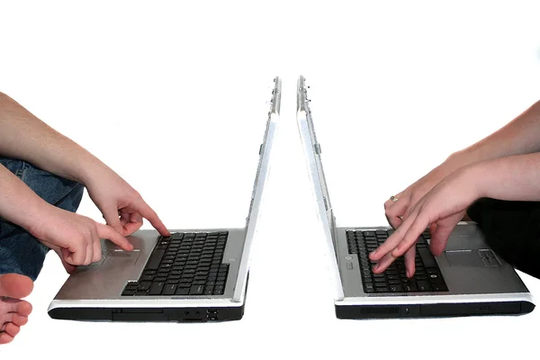 Duelo de laptops — Fotografia de Stock