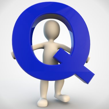 mavi mektup q holding 3d insan karakteri