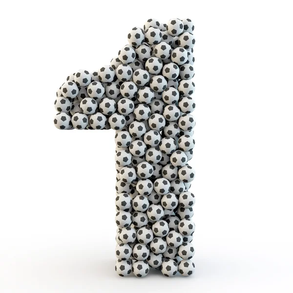 3D number one made from football balls — Stock Photo, Image