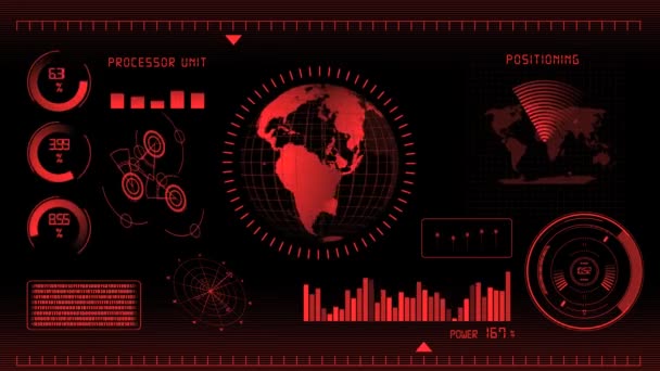 Экран компьютерных данных интерфейса футуристической технологии — стоковое видео