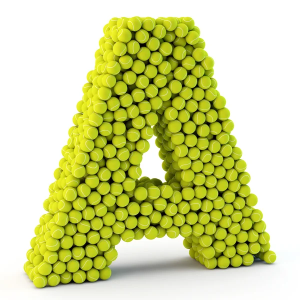 Letra 3D A hecha de pelotas de tenis — Foto de Stock