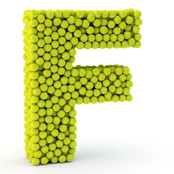 3D-brief f gemaakt van tennisballen — Stockfoto