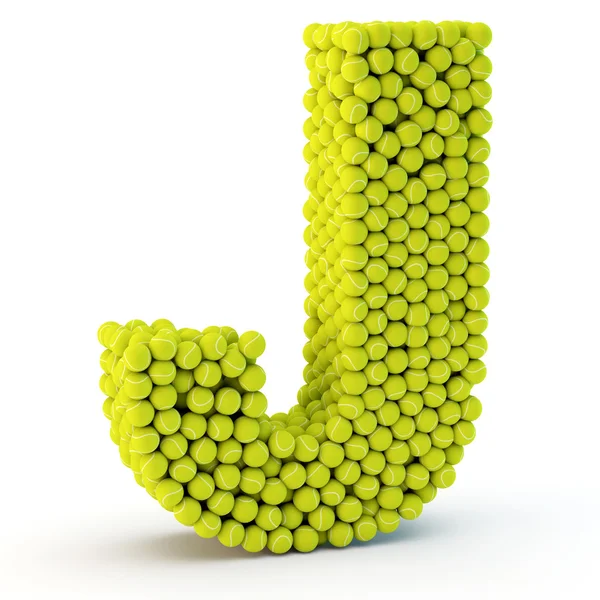 Letra 3D J hecha de pelotas de tenis — Foto de Stock