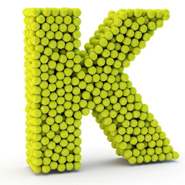 Lettera 3D K fatta da palline da tennis — Foto Stock