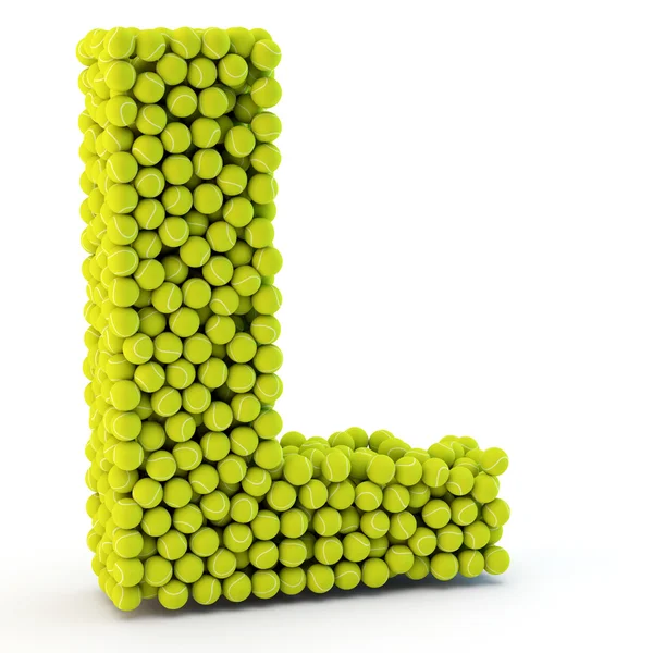 3D letter L made from tennis balls — Stock Photo, Image