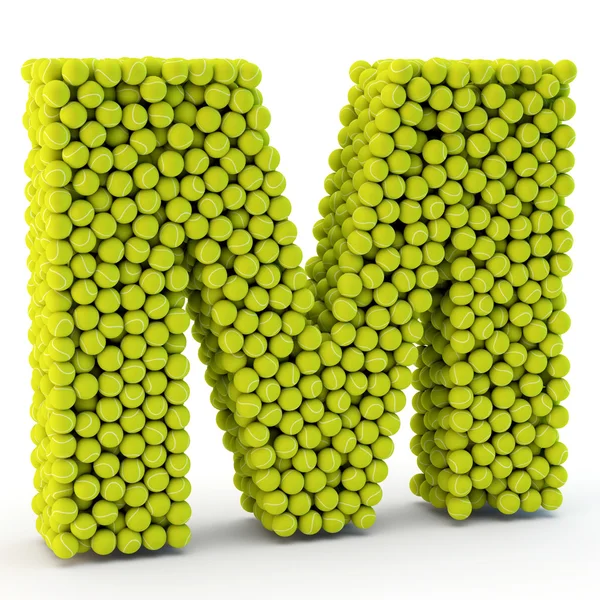 3D bokstaven m från tennisbollar — Stockfoto