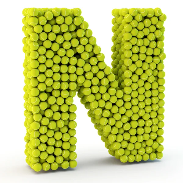 3D letter N made from tennis balls — Stock Photo, Image