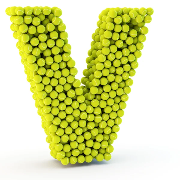 3D letter V made from tennis balls — Stock Photo, Image