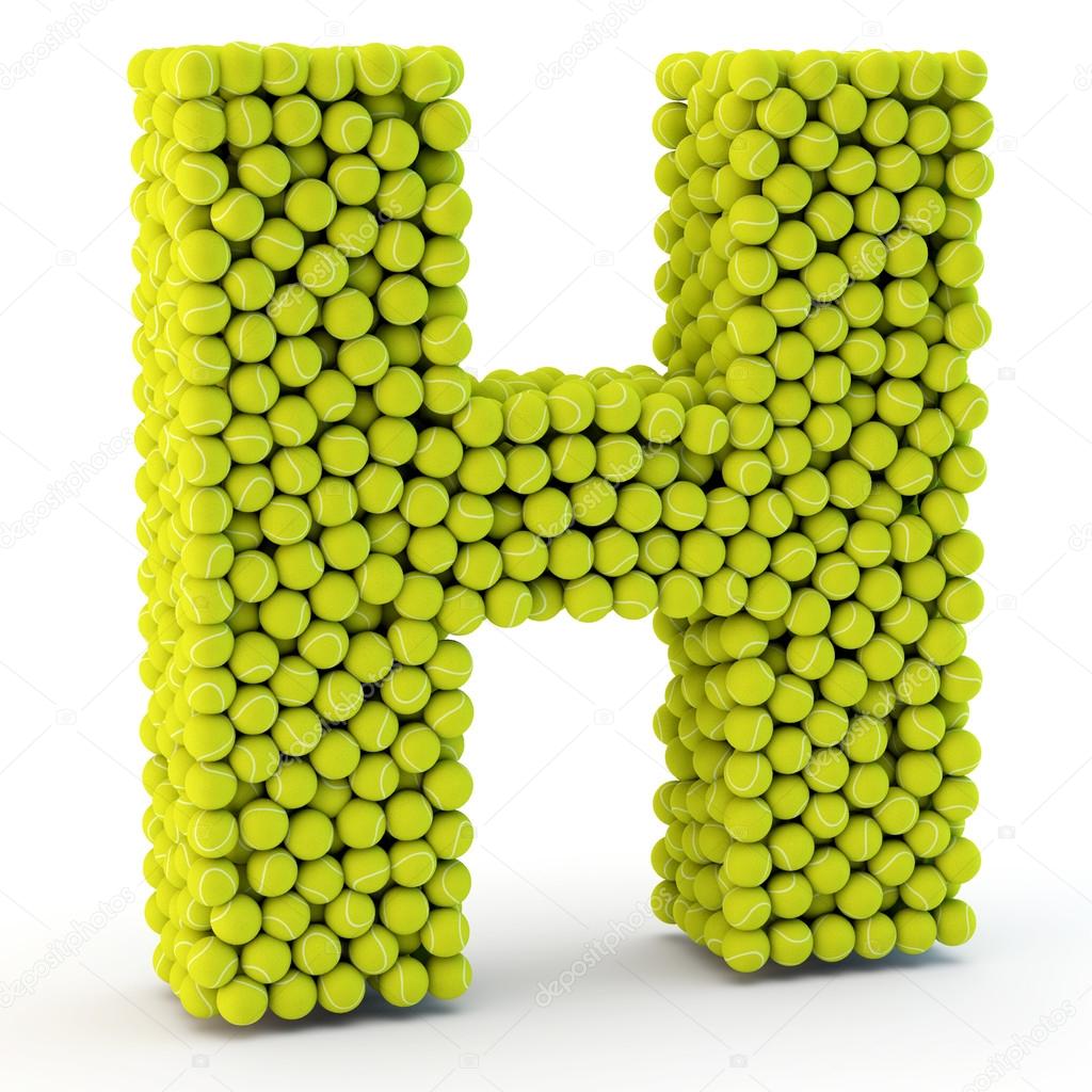 3D letter H made from tennis balls