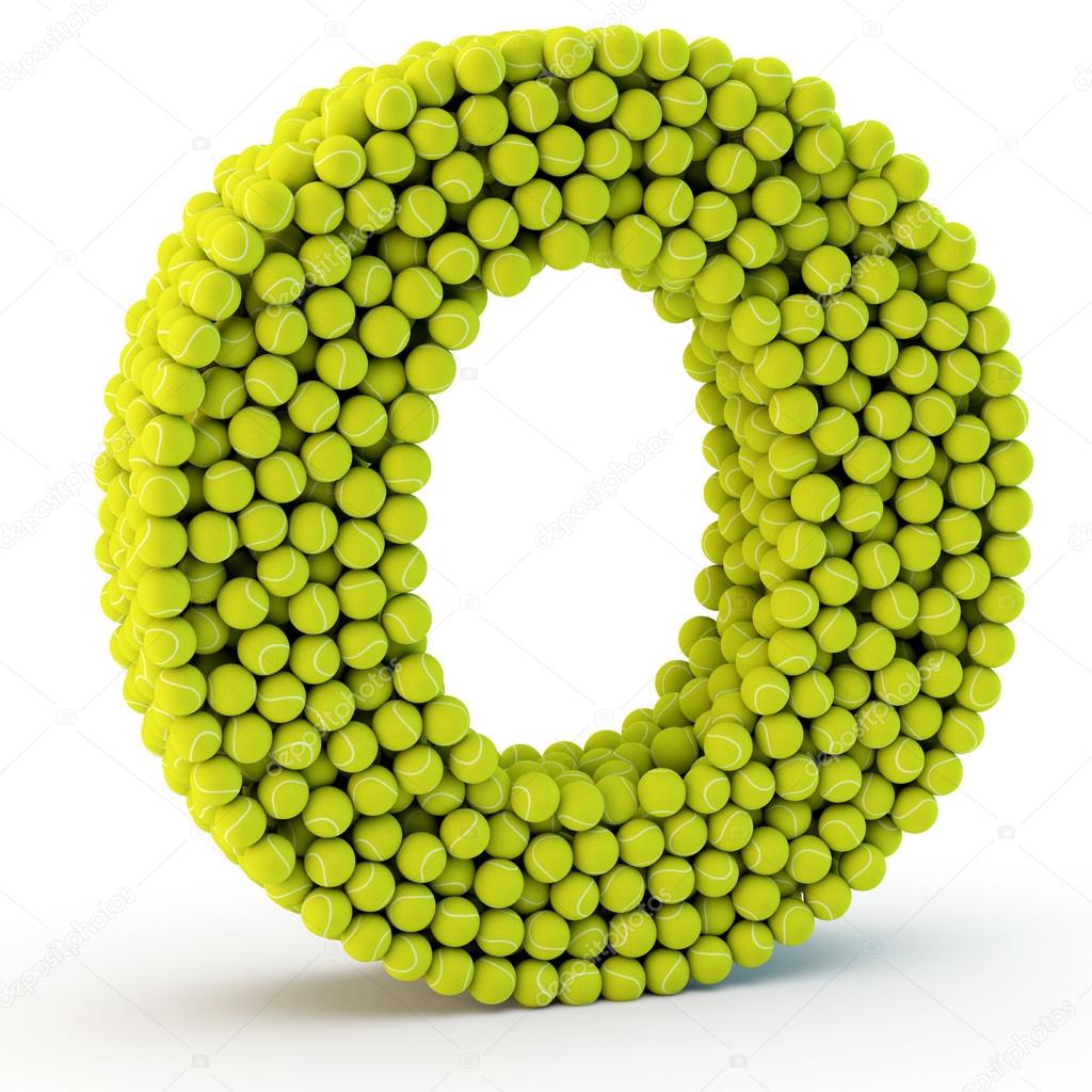 3D letter O made from tennis balls