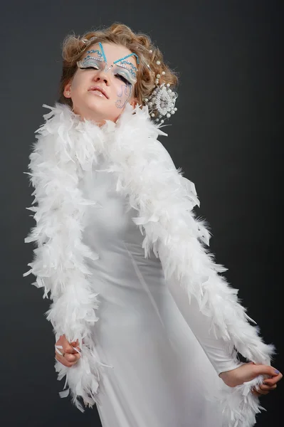 Girl dressed in white — Stock Photo, Image