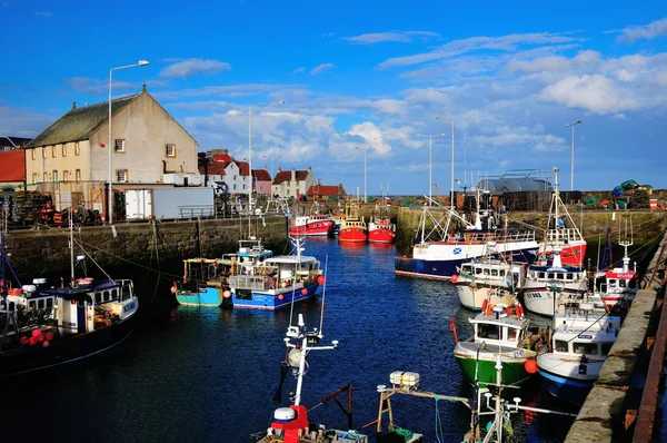 Fishing boats within the harbour walls. — Stock Photo, Image